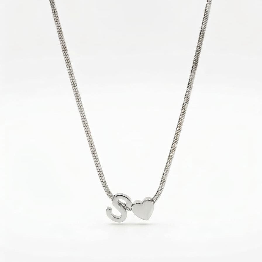 Silver S alphabet necklace