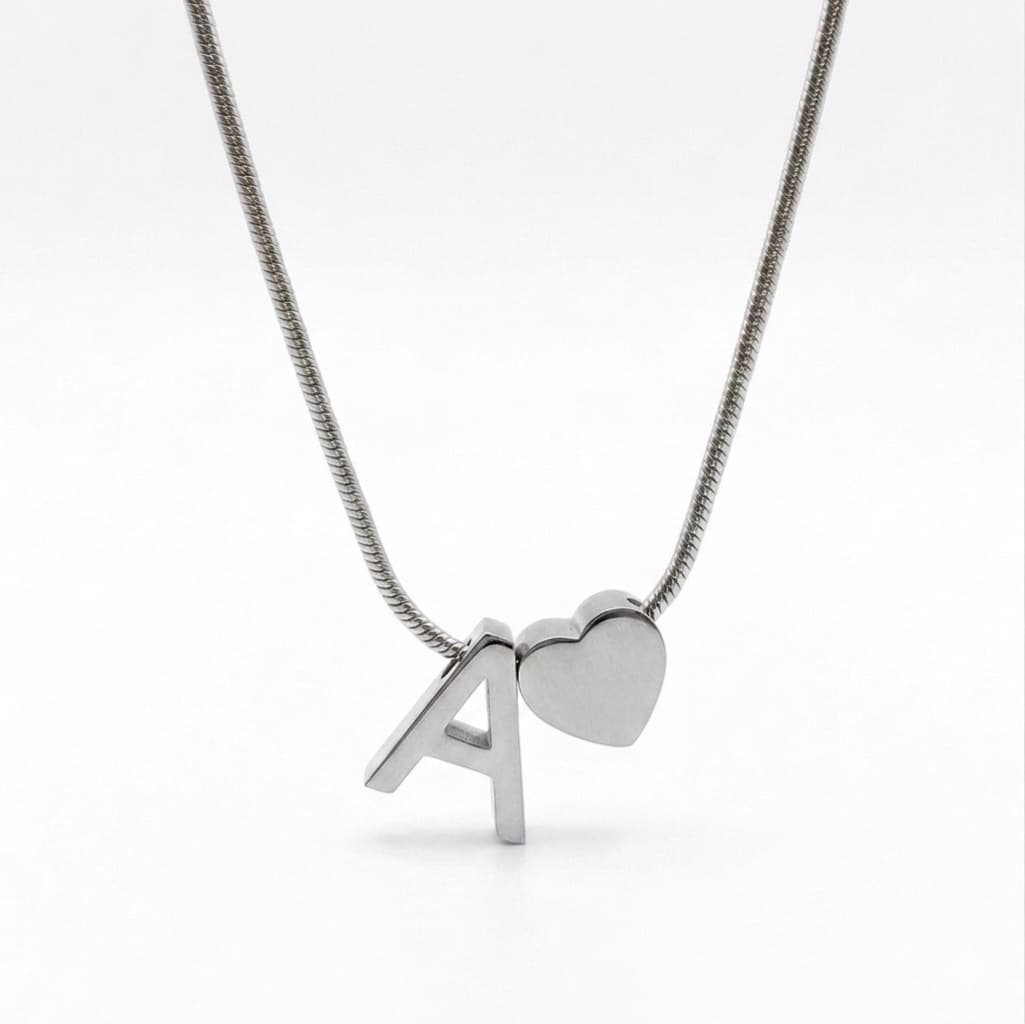 Silver A alphabet necklace