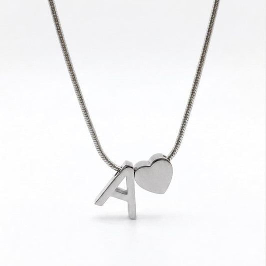 Silver A alphabet necklace
