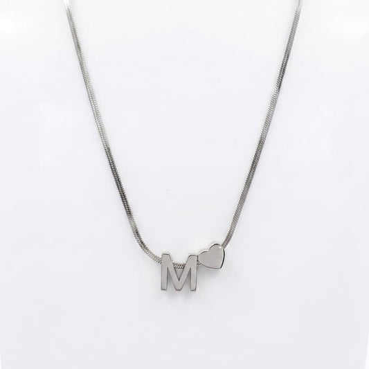 Silver M alphabet necklace