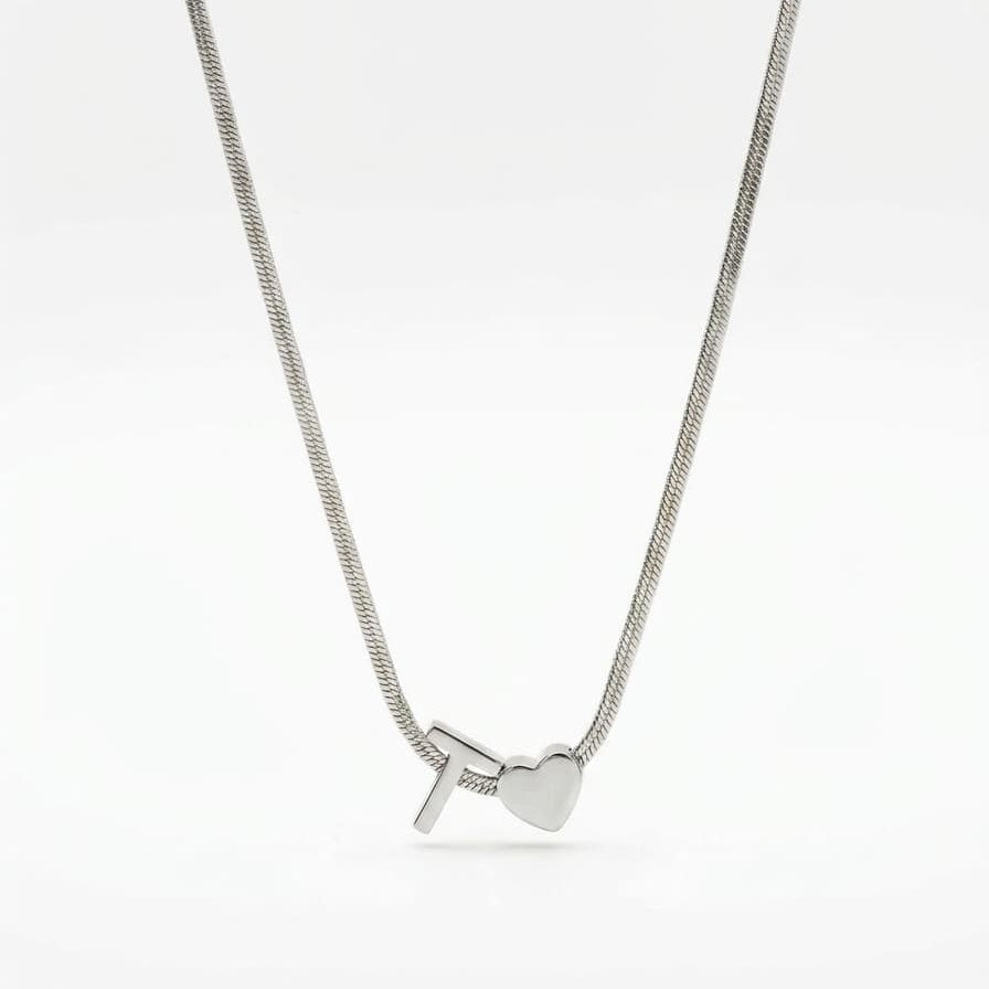 Silver T alphabet necklace