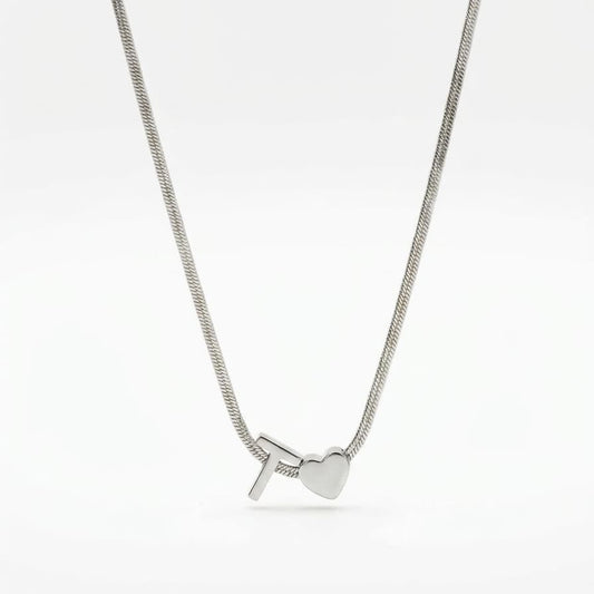 Silver T alphabet necklace