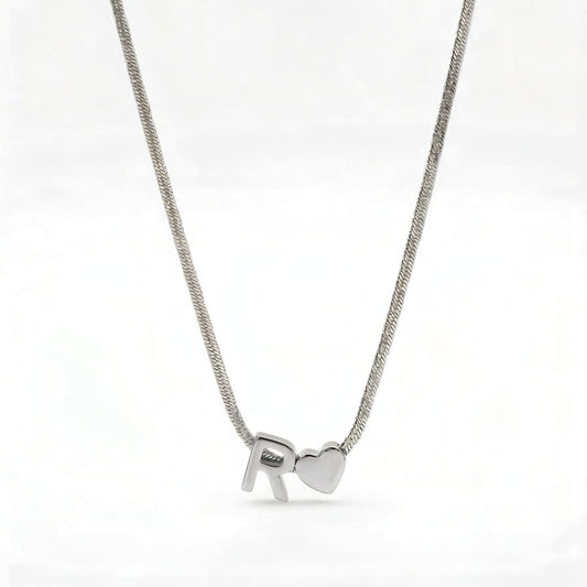 Silver R alphabet necklace