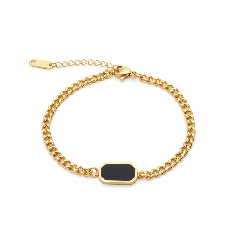 Black Enamel Gold Bracelet